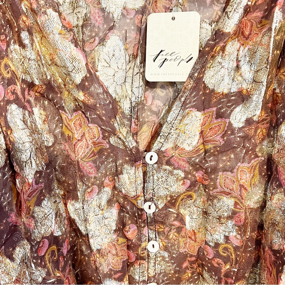 Free People Scorpio Sheer Boho Blouse NWT - Picture 5 of 9